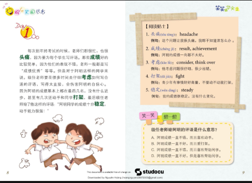 Tải FREE sách Tiếu Tiếu Học Hoa Văn 2 PDF 13 Tải FREE sách Cười mà học tiếng hoa PDF4