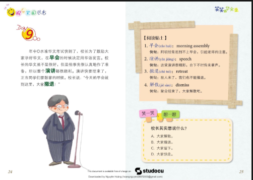 Tải FREE sách Tiếu Tiếu Học Hoa Văn 2 PDF 16 Tải FREE sách Cười mà học tiếng hoa PDF7