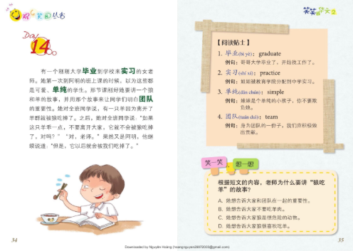 Tải FREE sách Tiếu Tiếu Học Hoa Văn 2 PDF 18 Tải FREE sách Cười mà học tiếng hoa PDF9