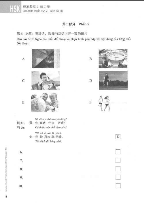 Tải FREE sách Giáo trình chuẩn HSK 2 - Sách Bài Tập PDF 3