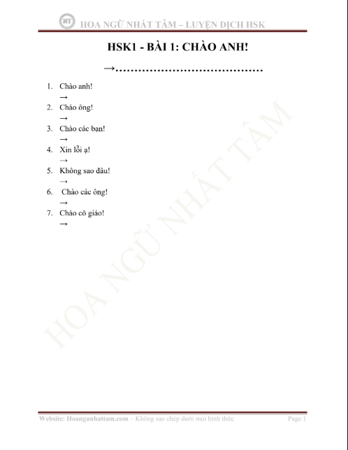 Tải FREE sách Luyện Dịch HSK1_2 PDF